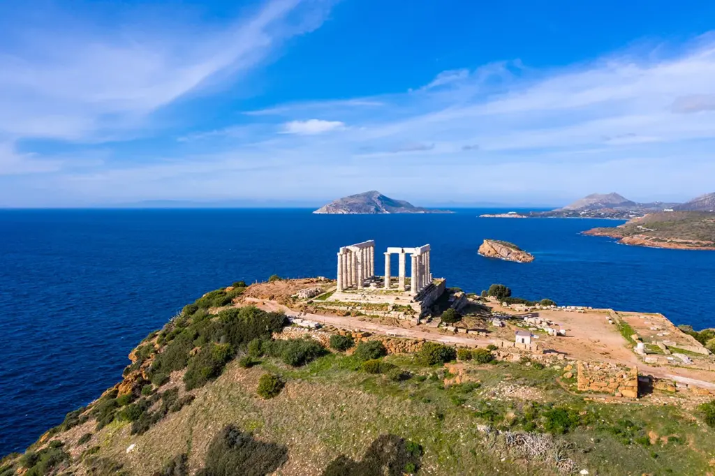 Cape Sounio, Poseidon temple archaeological site, Attica, Greece